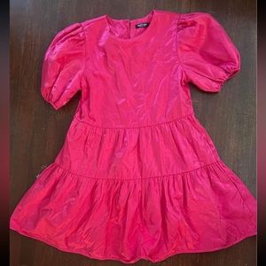 Nasty gal size 10 hot pink puff sleeve bright dress lovely mini dress party